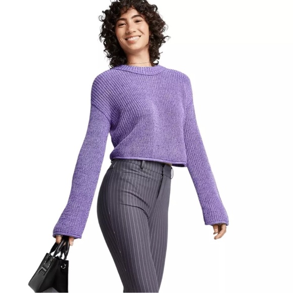 Wild Fable Sweaters - NWT Wild Fable Women's Purple Crop Sweater Sz M